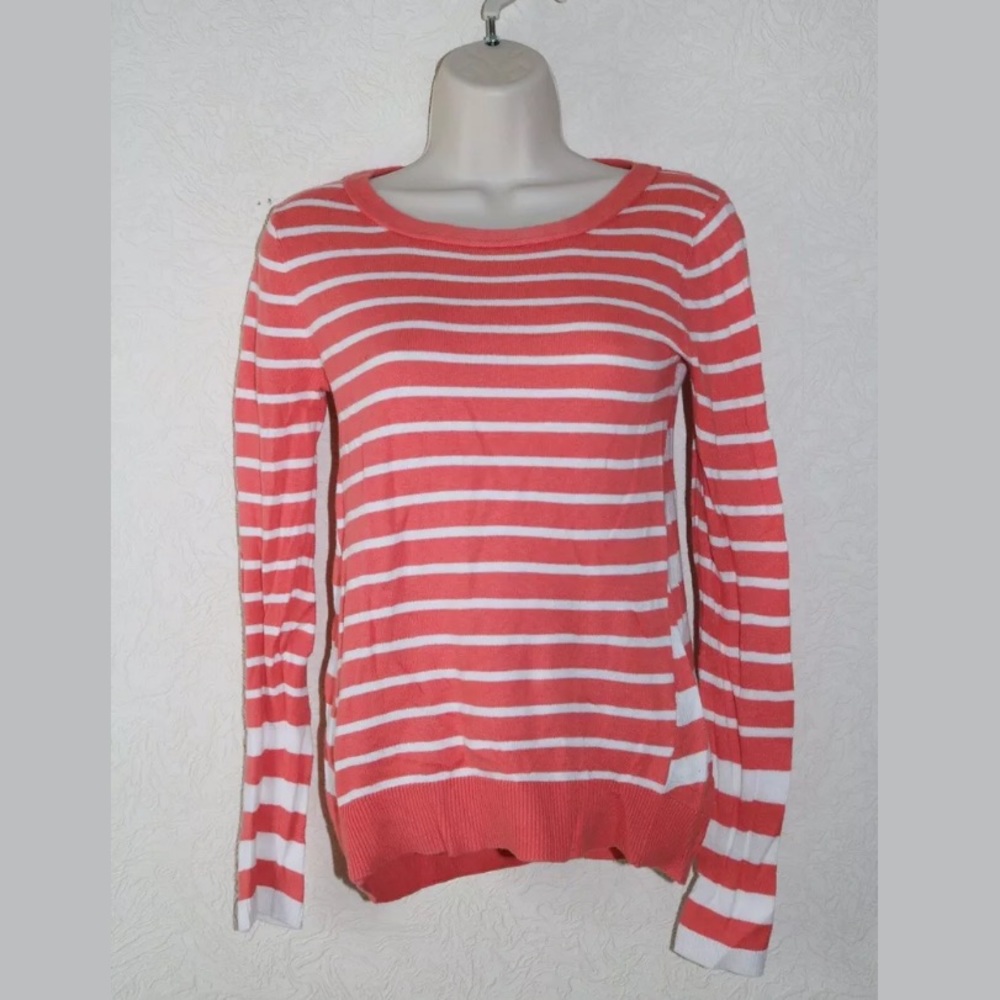 Express Orange White Striped Shirt Womans Sz Xs